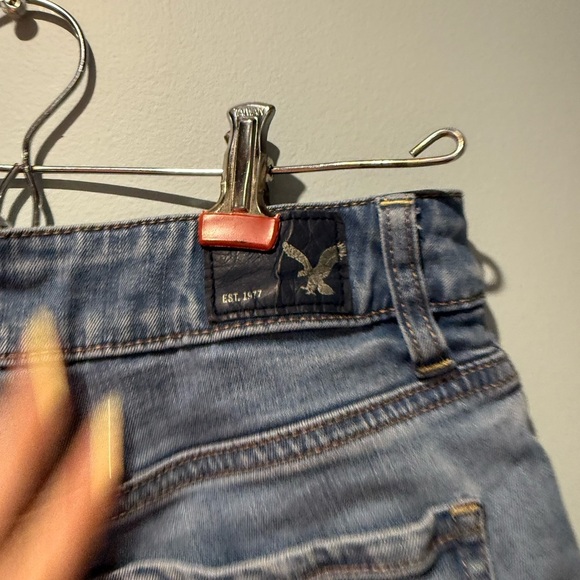 American Eagle Outfitters Light Blue Frayed Jean Shorts - Picture 3 of 10